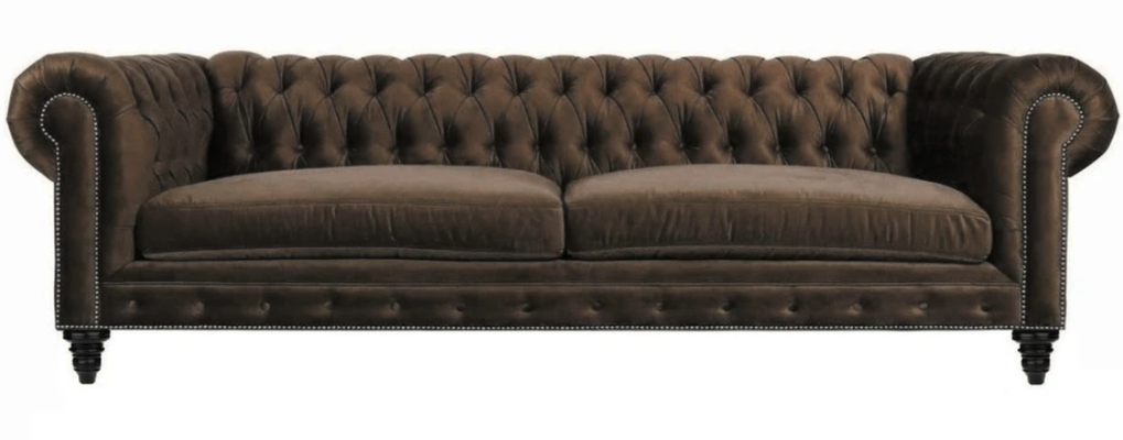 Chesterfield brūns jaunais dzīvojamais modernais divvietīgais kreatīvais mēbeles, auduma audums