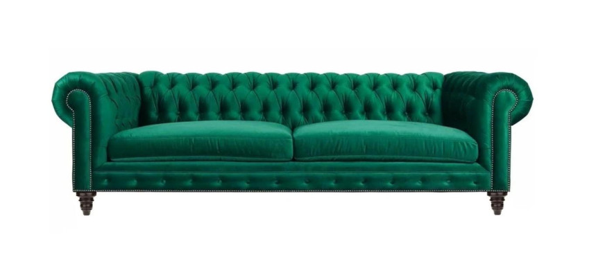 Chesterfield dīvāns Zaļš tekstils Audums Dīvāni Radošā mēbeles 3 vietu Jauns Dīvāns