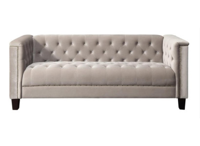 Pelēkā krāsā, trīsvietīgā tekstila Chesterfield stila mūsdienīga dizaina dīvāns istabas mūsdienīgam dizainam.