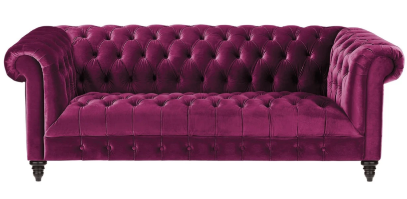 Rozā trīsvietīgais auduma Chesterfield dizaina dīvāns mēbelēm oriģināls jauns