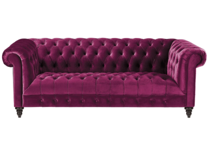 Rozā trīsvietīgais auduma Chesterfield dizaina dīvāns mēbelēm oriģināls jauns