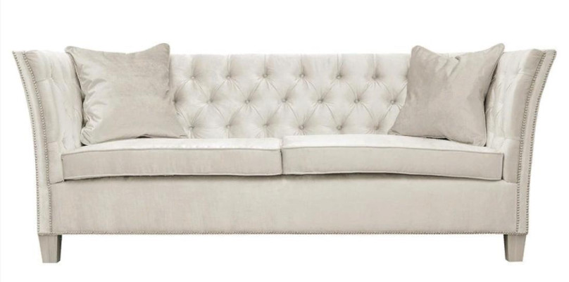Chesterfield divguļamā sofa gaiši pelēks audums dzīvojamā istaba dizaina polsterēta sofa kreatīva