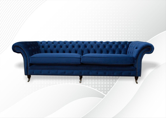 Zils xxl Big Sofa Couch Chesterfield 265cm Mēbeles 4 Sitteris