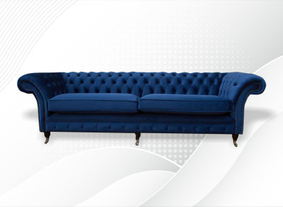 Zils xxl Big Sofa Couch Chesterfield 265cm Mēbeles 4 Sitteris