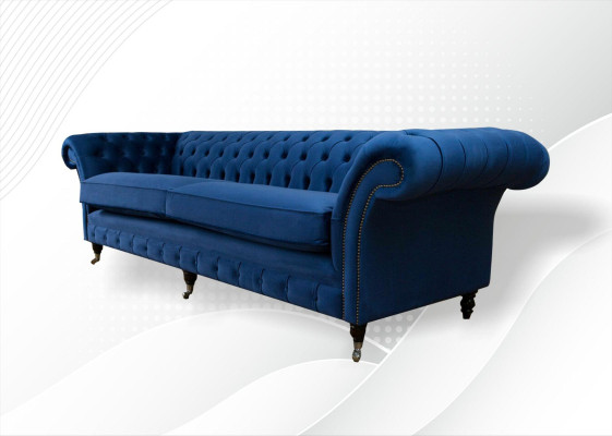 Zils xxl Big Sofa Couch Chesterfield 265cm Mēbeles 4 Sitteris