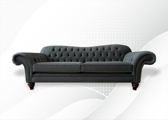 XXL Chesterfield dīvāns 4 sēdvietu dīvāns pārklāts ar ādu un audumu