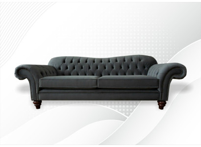 XXL Chesterfield dīvāns 4 sēdvietu dīvāns pārklāts ar ādu un audumu