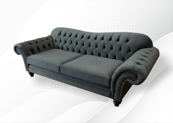 XXL Chesterfield dīvāns 4 sēdvietu dīvāns pārklāts ar ādu un audumu
