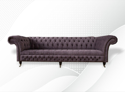 xxl Lielā Sofa dīvāns Chesterfield 265cm Polster Sofas 4 vietu no ādas