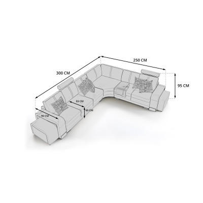 Stūra dīvāns + USB, polster sofa dzīvojamās telpas sofa stūra komplekts ādas auduma FrancoC