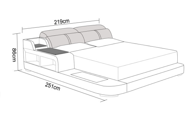 Ādas gultu ar USB, luksusa polsteru gultu dubultā moderns laulības gultas 140/160/180 LB8821.