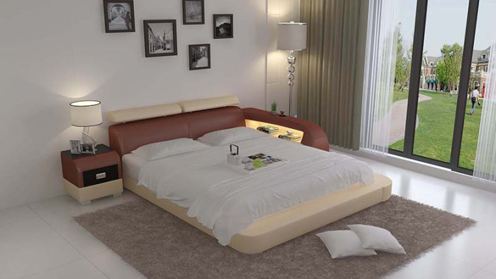 Gulta ar USB polsterbed Luxusbett divvietīga laulības gulta gultas 140/160/180 LB8801