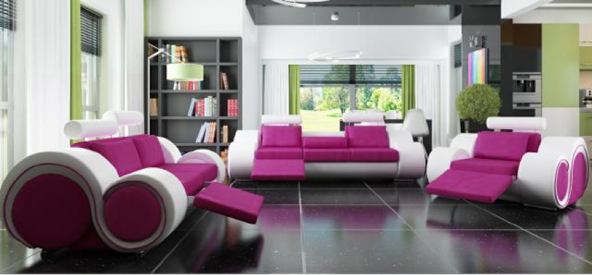 Sofagarnitūra Polster sofa dīvāns ādas komplekts dzīvojamā guļamistaba 3+2+1 tekstils BER