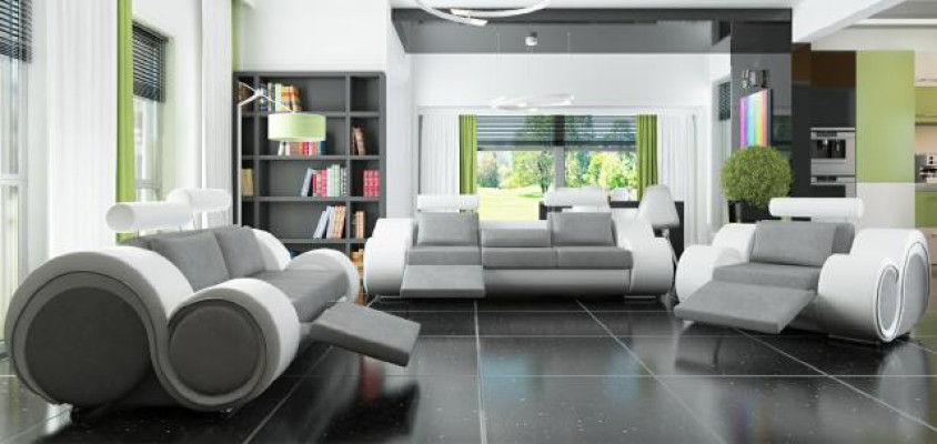Sofagarnitūra Polster sofa dīvāns ādas komplekts dzīvojamā guļamistaba 3+2+1 tekstils BER