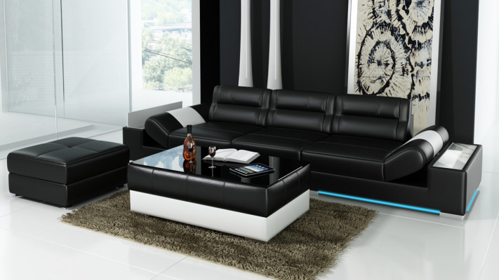 XXL Lielā gulta Lounge Club 3+3 Vieta Multifunkcionāla Sofa Dīvāns + USB + LED