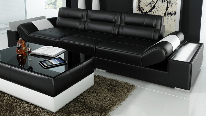 XXL Lielā gulta Lounge Club 3+3 Vieta Multifunkcionāla Sofa Dīvāns + USB + LED
