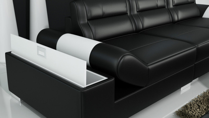XXL Lielā gulta Lounge Club 3+3 Vieta Multifunkcionāla Sofa Dīvāns + USB + LED
