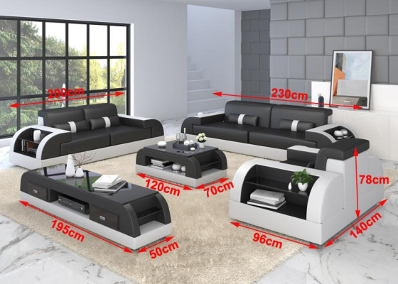 Sofas gultas Couch polster Sofa 3+1 Komplekti Garnituras dizains āda 2 gab.