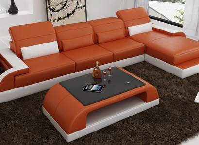 Ādas dīvāns Dīvāns Mājas mebeles Stūra dīvāns Stūra komplekts Dizains Moderns Dīvāns L6012C