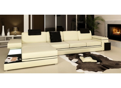 Dizainam vadīta ādas sofa dīvāna galds mīksta apdare dzīvojamā istaba stūra dīvāns stūra Tachau BS