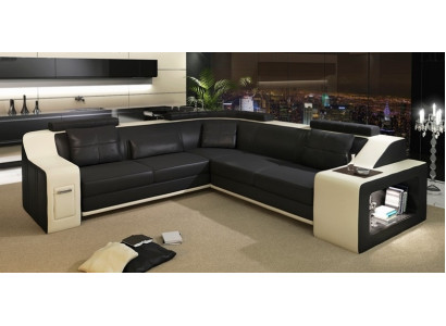 Stilīga dzīvojamā vieta L-formas mākslīgās ādas dīvāns maksimālai komfortam