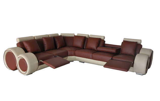 Dizaina ādas polsterēta XXL sēžamvieta istabas dīvāns Sofa Couch dizainera stūra komplekts