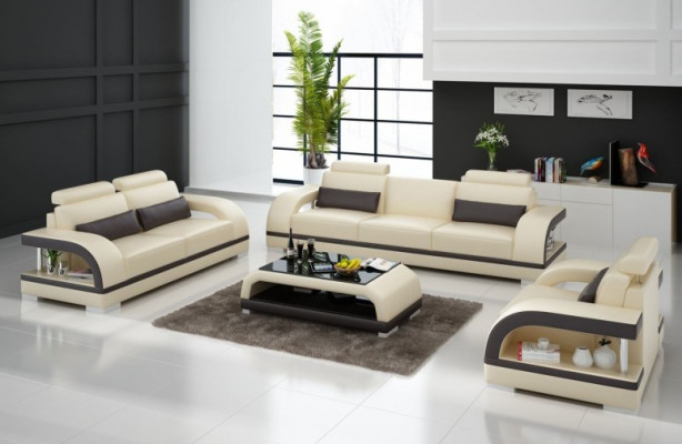 Dizainera dīvāngarnitūra ādas dīvāns Set 3+2+1 Garnitur Sofa Couch Neu Zitadelle S/W