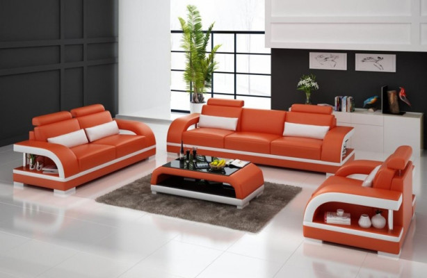 Dizainera dīvāngarnitūra ādas dīvāns Set 3+2+1 Garnitur Sofa Couch Neu Zitadelle S/W