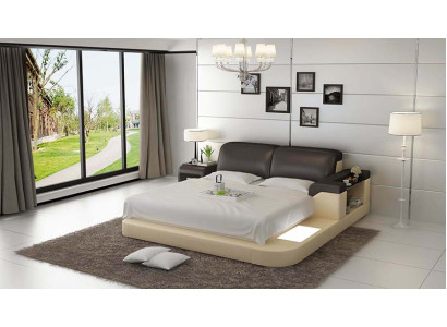 Luksusa gulta + apgaismojums ādas gultas gultas sofa Big 140/160/180 LB8807