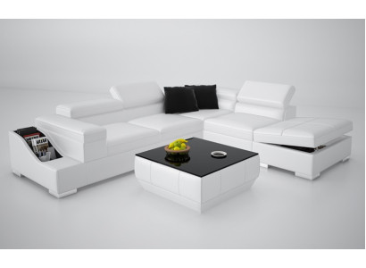 Ādas dīvāns Dīvāna Couch Moderns dzīvojuma apvidus Stūra dīvāns Stūra dizains Garnitūra