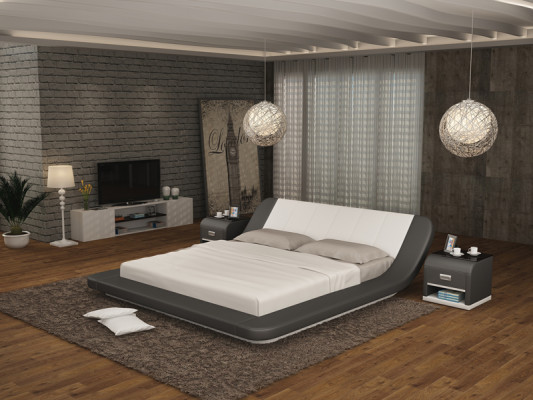 Ādas gultas ar USB, mīkstās gultas, luksusa divguļamās gultas ar 140/160/180 izmēru. LB8826