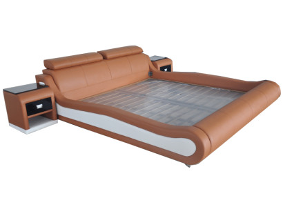 Luksusa gulta ar USB polsteri, laulības gultas, ādas, 140/160/180/200 LB8825