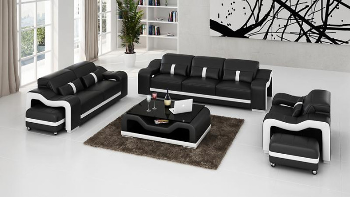 Dizaina dīvāngarnitūra Dīvāns Polster Sofa Ādas Moderns 3+1 Vieta Komplekts Jauns