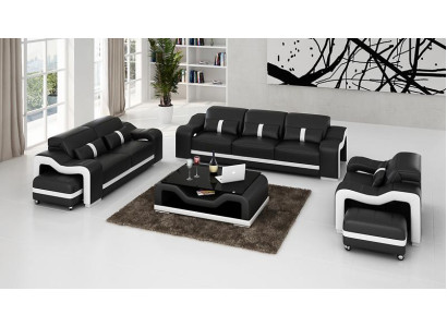 Dizaina dīvāngarnitūra Dīvāns Polster Sofa Ādas Moderns 3+1 Vieta Komplekts Jauns