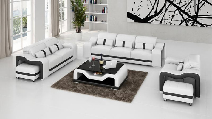 Dizaina dīvāngarnitūra Dīvāns Polster Sofa Ādas Moderns 3+1 Vieta Komplekts Jauns
