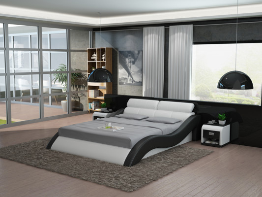 Ādas gultas dizains auduma gultai, luksusa divguļamai gultai ar 140/160/180 LB8828.