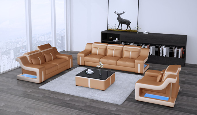 Trijvietīgs dizainera dīvāns ar 3 sēdvietām, polsterētais ādas dīvāns Big Sofas.