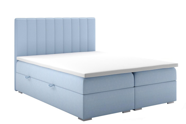 Boxspring gulta viesnīca divstāvu zila samta luksusa gulta ar polsterētu gultas kasti 180x200.