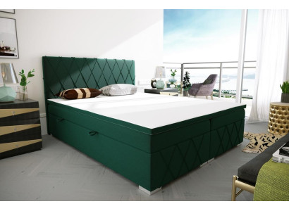 Divguļamais gultas komplektēšanas komplekts ar matraci, boxspring pav. Matrača virsma. Gultiņas darbības kastes zaļš.