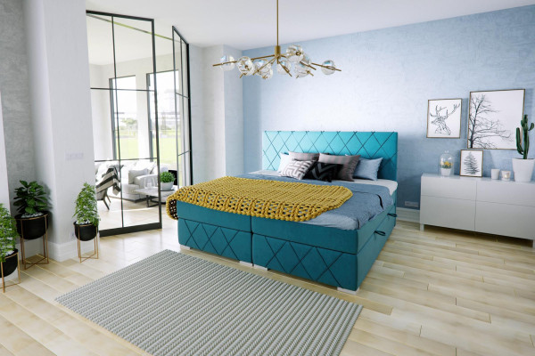 Boxspring gulta viesnīcai divvietīga tekstila luksusa gultas gulta ar atvilktņu funkciju
