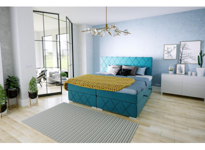 Boxspring gulta viesnīcai divvietīga tekstila luksusa gultas gulta ar atvilktņu funkciju