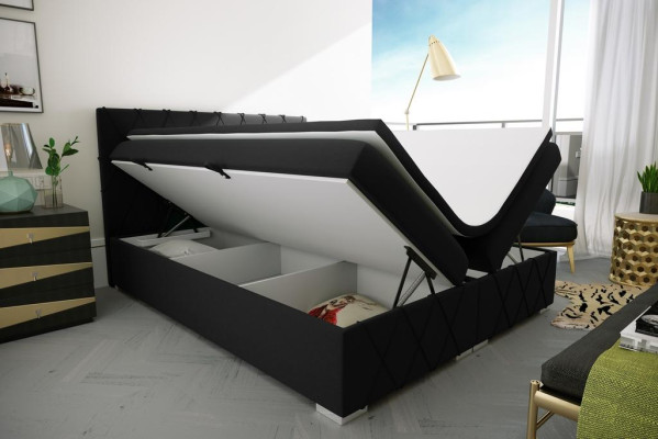 Boxspring gultas viesnīcas divvietīgs luksusa gultas materiālu skapī ar funkciju 180x200cm.