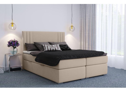 Boxspring gulta viesnīcai divguļamā beige tekstila luksusa gultas polsteris funkcija