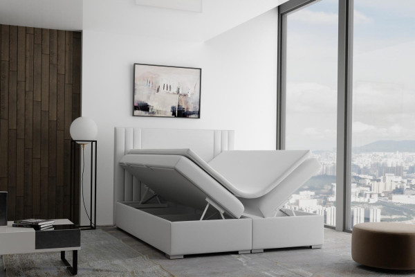 Boxspring gulta viesnīcai divguļamā beige tekstila luksusa gultas polsteris funkcija