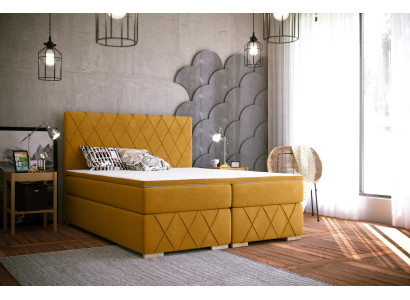 Boxspring gulta Komplektēts komplekts - Matracis un uzgrieznis, luksusa polsteris 160x200cm Jauna gulta