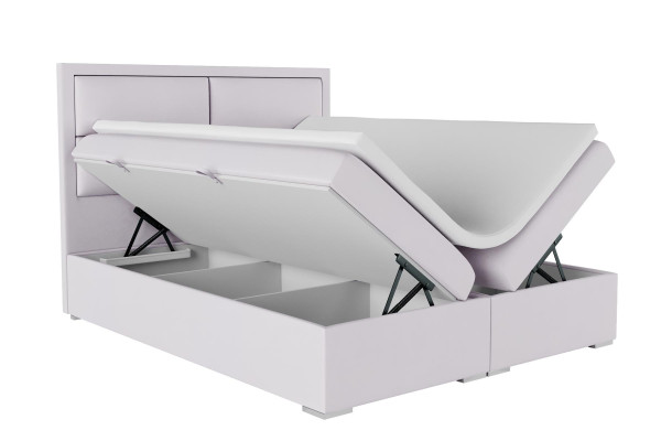 Boxspring gulta, viesnīcas divguļamais komplektēts komplektā ar virsmaizi matraci gultu funkcijas kastē.