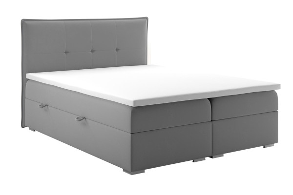 Boxspring gulta viesnīcai divvietīga tekstila grijs luksusa gultas polsterētais gultas kastes funkcija