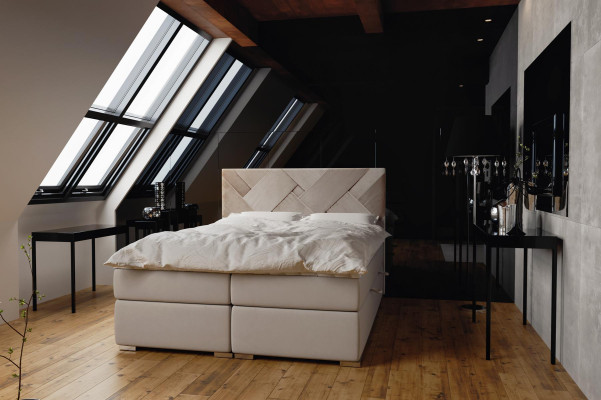Boxspring gultas viesnīcai Divstāvu luksusa gultas Ar polsterētiem gultas kastes funkciju 140x200cm