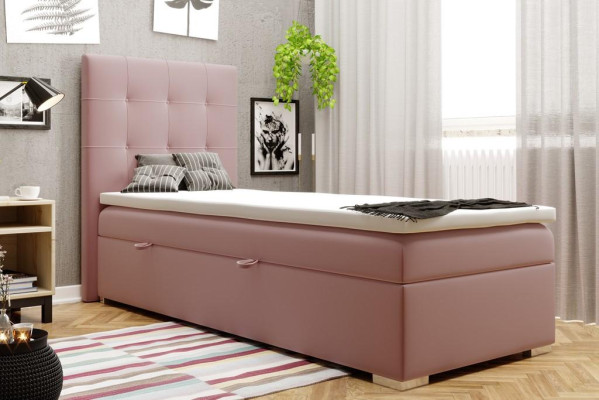 Luksusa Boxspring gulta gultasvietā 90x200 cm ar polsterētu gulta kasti funkcijā.
