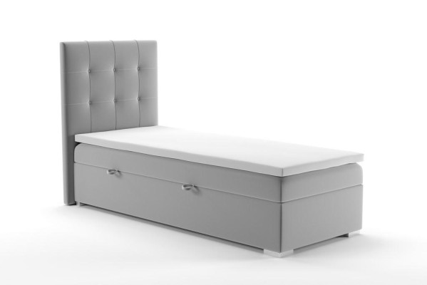Luksusa Boxspring gulta viesnīcas gultas mēbeles ar polsterējumu un gultas kasti, 90x200 cm, pelēks, jauns